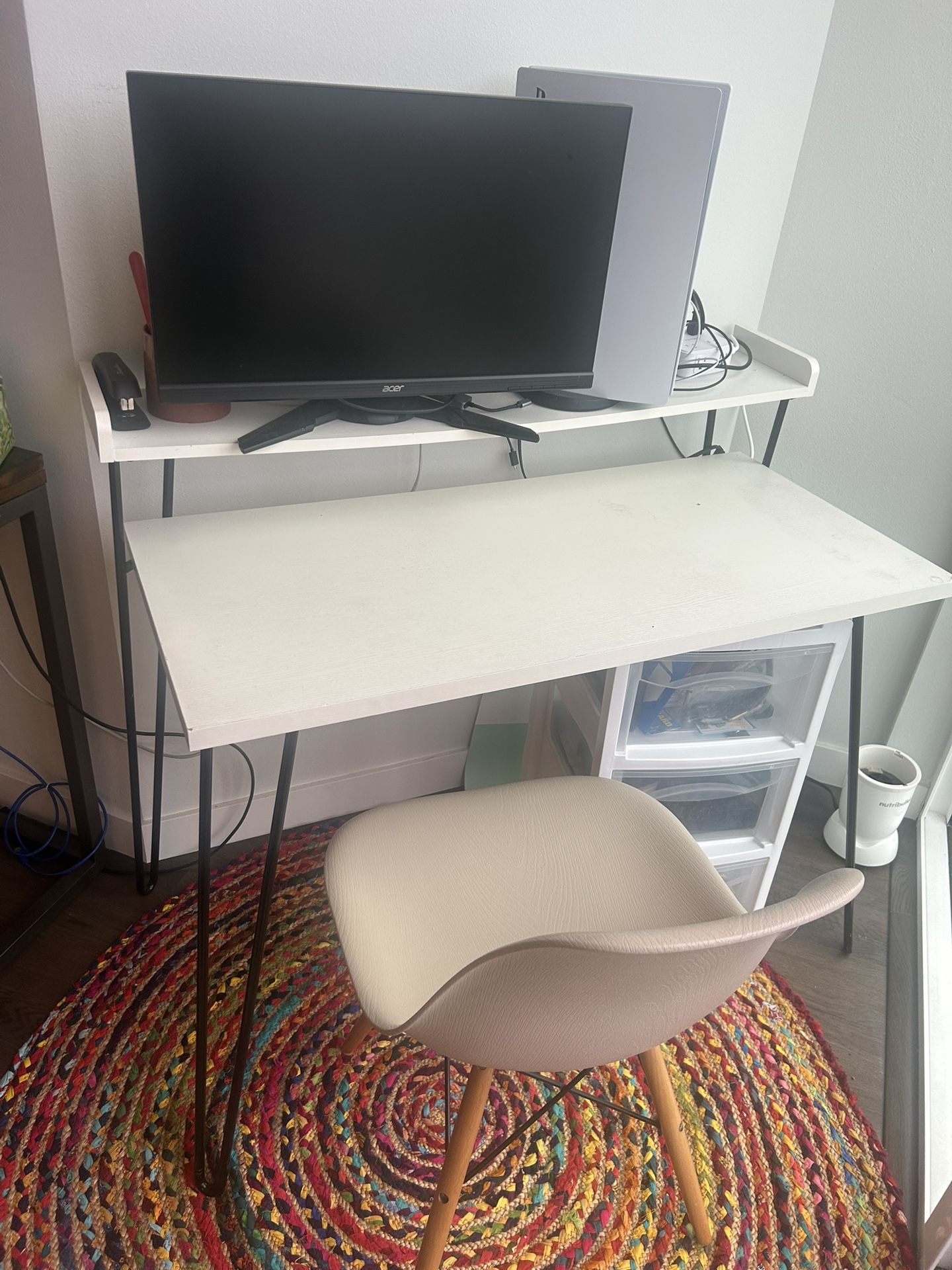 Desk And Chair With XL Black Mouse Pad