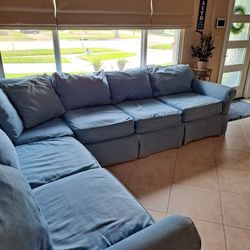 Denim Sectional Couch With Pull Out Queen Bed. Cindy Crawford Home From Rooms To Go