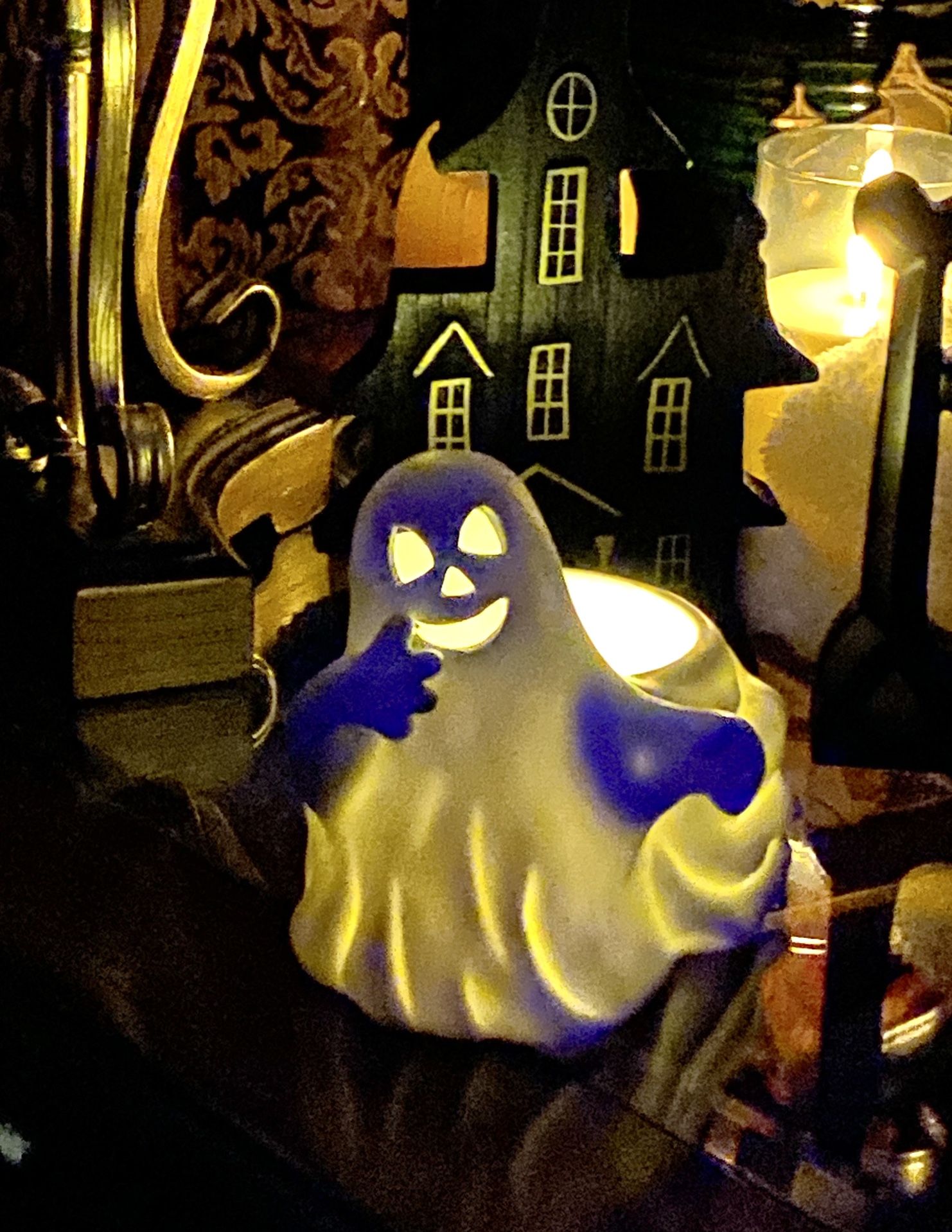 Ceramic Ghost Candle Holder Vintage Antique