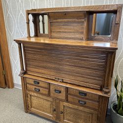 Antique Tiger Oak Dental Cabinet