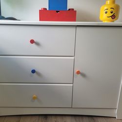 White Dresser With Lego Knobs