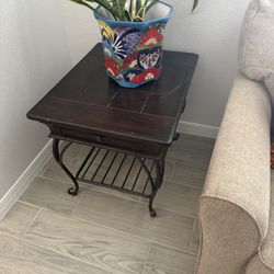 3 sturdy Wooden Tables with a metal frame. 
