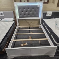 Brand New White LED Twin Bedframe (Box Spring Is Required)