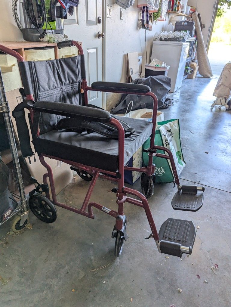 Medline Red Transport Wheelchair - 19" Seat, 300lb Cap.