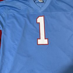 Mens Houston Oilers Warren Moon NFL Pro Line Light Blue Retired Replica jersey L