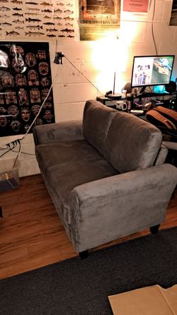 Wesley brand blue/grey microfiber 2-cushion loveseat