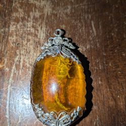 Vintage Scorpion Imitation Amber Pendant