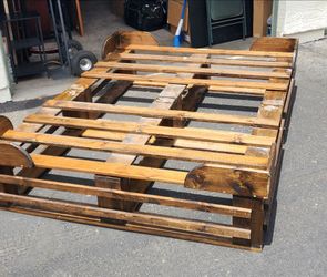 Custom Stained Wood Pallet Queen  Bed Frame