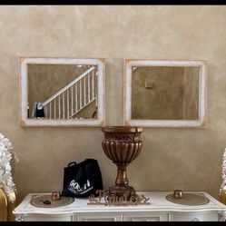 Two Beautiful Gold And White Mirrors