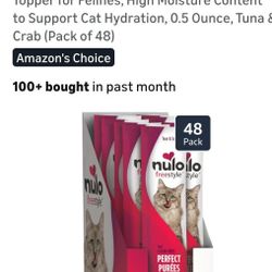 Nulo Freestyle Grain-Free Perfect Purees
Premium Wet Cat Treats, Squeezable Meal
Topper for Felines, High Moisture Content
to Support Cat Hydration, 0