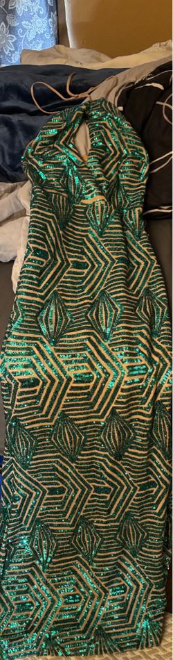 Emerald Green/Nude dress