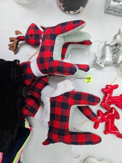 Plaid reindeer ornaments