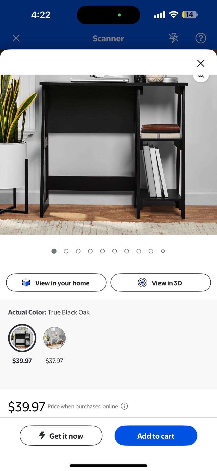 Mainstays Quick Assembly Desk, Black Finish