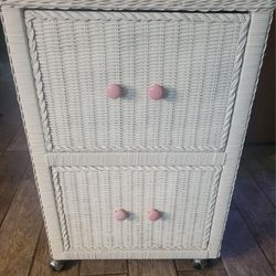 White Wicker Stand With Drawers Very Sturdy
