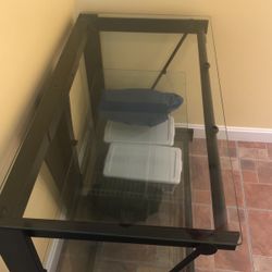 Wrought Iron Heavy Glass Entertainment Center