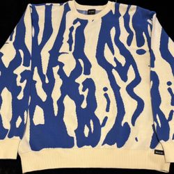 Mens Large Quasi Skateboard Psychedelic Abstract Coogi Style Knit Rare Sweater