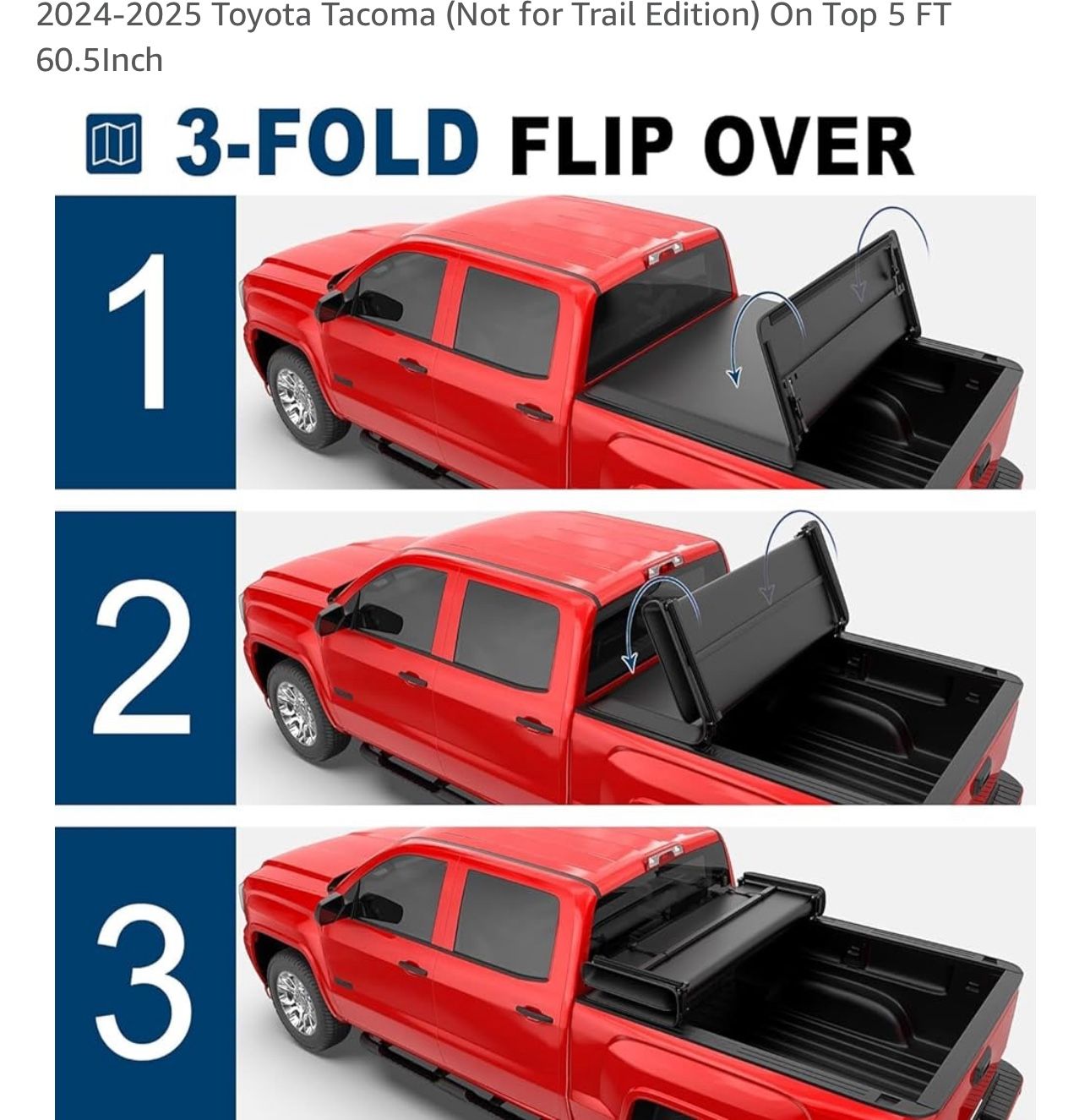 2024-2025 Tri Fold Soft Cover For Toyota Tacoma