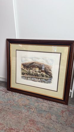 Original Pen and Watercolor Cityscape of Durnstein Austria
