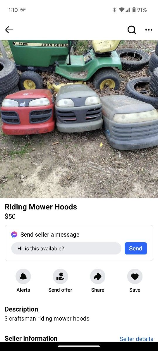 lawn tractor hoods. many to choose from 
