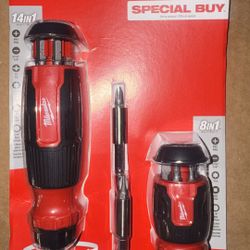14-in-1 Ratcheting Multi-Bit Screwdriver and 8-in-1 Compact Multi-Bit Screwdriver (2-Pack)