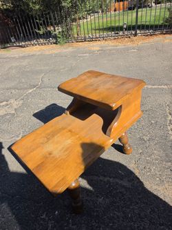 Two-Tier Wooden End Table with Turned Legs