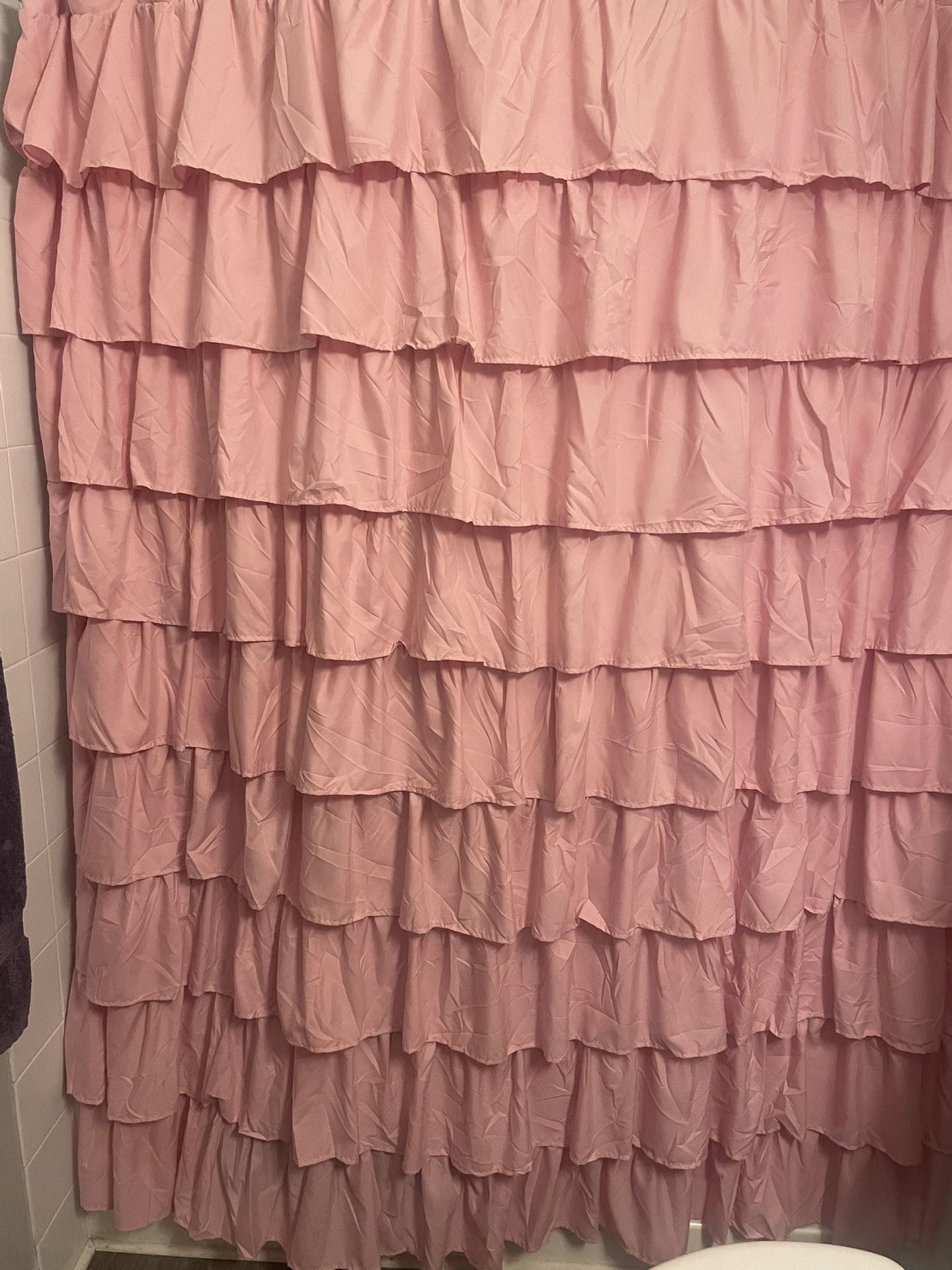 Pink Fabric Shower Curtain