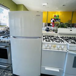 White Refrigerator And Stove Combo Apartment Size 