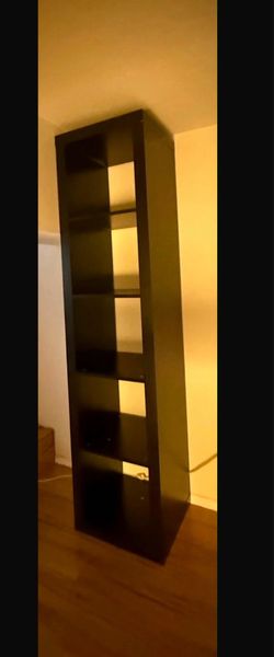 2 identical Tall Dark Brown Bookshelf with Open Cubbies