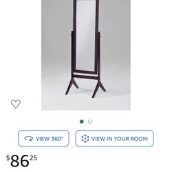 RAAMZO Espresso Finish Wooden Cheval Bedroom Floor Mirror