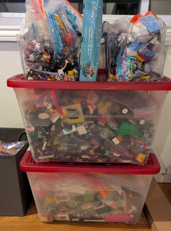 Lot Of 2 Large Bins Of Legos Building Blocks