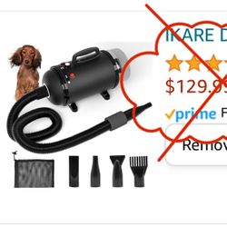 New! IKARE Dog Hair Dryer & Dog Grooming Vacuum, 5.2HP/3800W High Velocity Pet Blower Dryer with Adjustable Speed and Temperature Control