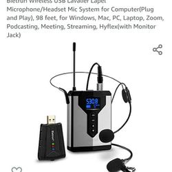 Wireless USB Lavalier Lapel Microphone/Headset Mic System for Computer(Plug and Play)

