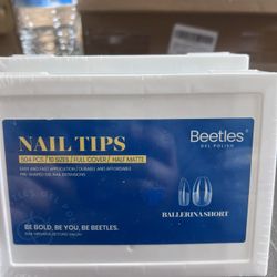 Beetles 12 Sizes Gel Nail Tips 504Pcs Pre Filed Half Matte Medium Almond Full Cover Etch Nail Tips False Fake Clear Acrylic Press on Nails for DIY Nai