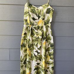 H&M Women’s Size XXS Lemons Print Dress - Spaghetti Straps Summer Dress 