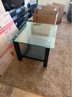 Glass and wood end table