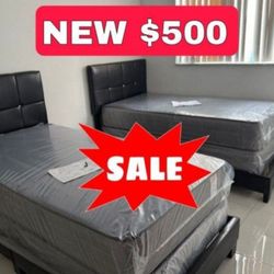 Twin Size Bed Set MATTRESS + BOXSPRING + Bed 6pcs Two Sets Of BED // Set Completo De CAMA Twin 