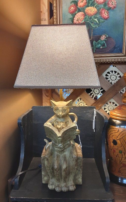 Cat Reading Time Table Lamp- Located In Shelton 