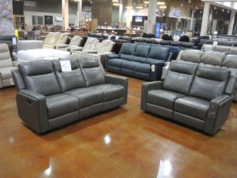 Abbyson Rhodes 2pc Living Room Set (Sofa + Loveseat) - Gray | Two-Seat Couch | Apartment-Size Couch