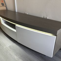 TV stand/Console | 71” White and Brown W. integrated LED lights