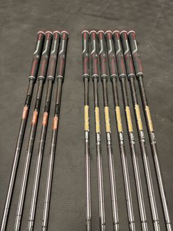Golf iron and wedge shaft sets (Dynamic Gold 120 X100, Titleist Vokey SM10 and SM11 Wedge Flex, Golf Pride CP2)