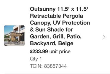 Outsunny 11.5' x 11.5' pergola replacement canopy