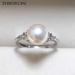 ***ZNBORUINI***PEARL  100% NATURAL***925 SILVER***CLEAR ZIRCON  DIAMOND RINGS***2.2GR***