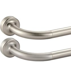 2 Brushed Nickel Disc Curtain Rods, 84-144 Inches