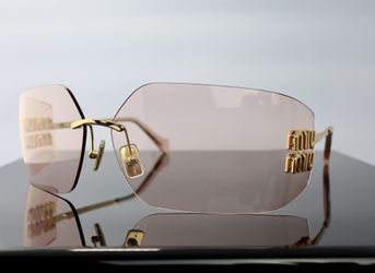 Miu Miu Oversized Runway Sunglasses in Pink Brown