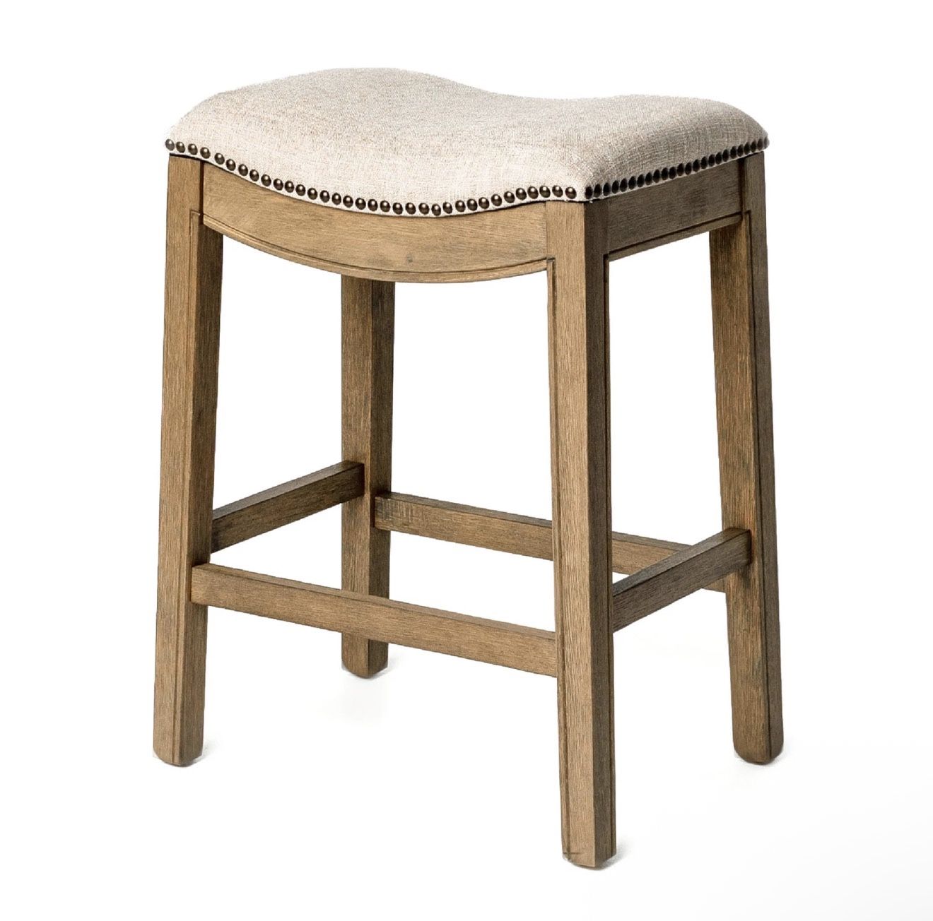 [SEALED] Maven Lane Adrien Backless Counter Stool 26 Inches, Brown Solid Wood Frame