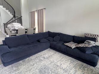 Ashley denim designer sectional with usb charging
