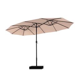 15ft Double-Sided Patio Extra Large Twin Umbrella with Base