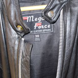 Mega Force Leather Jacket Black Color Size 38