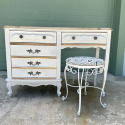 Vintage Desk/Vanity & Stool