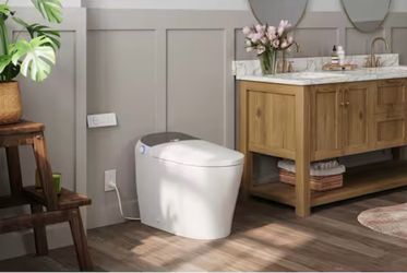 Tankless Elongated Smart Toilet Bidet in White with Special Features
